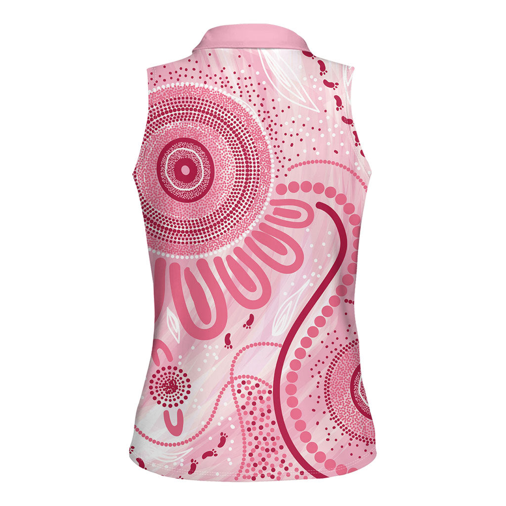 NAIDOC Week 2025 Indigenous Women Sleeveless Polo Shirt Breast Cancer Pink Ribbon