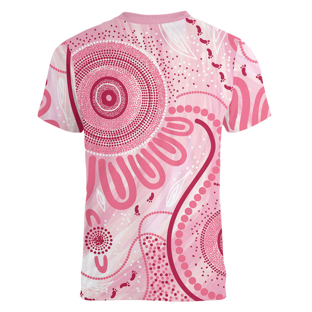 NAIDOC Week 2025 Indigenous Women V-Neck T-Shirt Breast Cancer Pink Ribbon