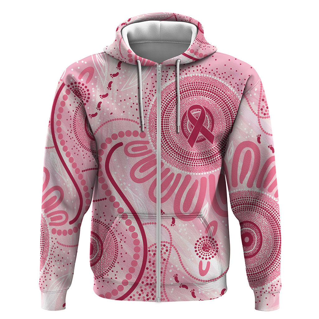 NAIDOC Week 2025 Indigenous Zip Hoodie Breast Cancer Pink Ribbon