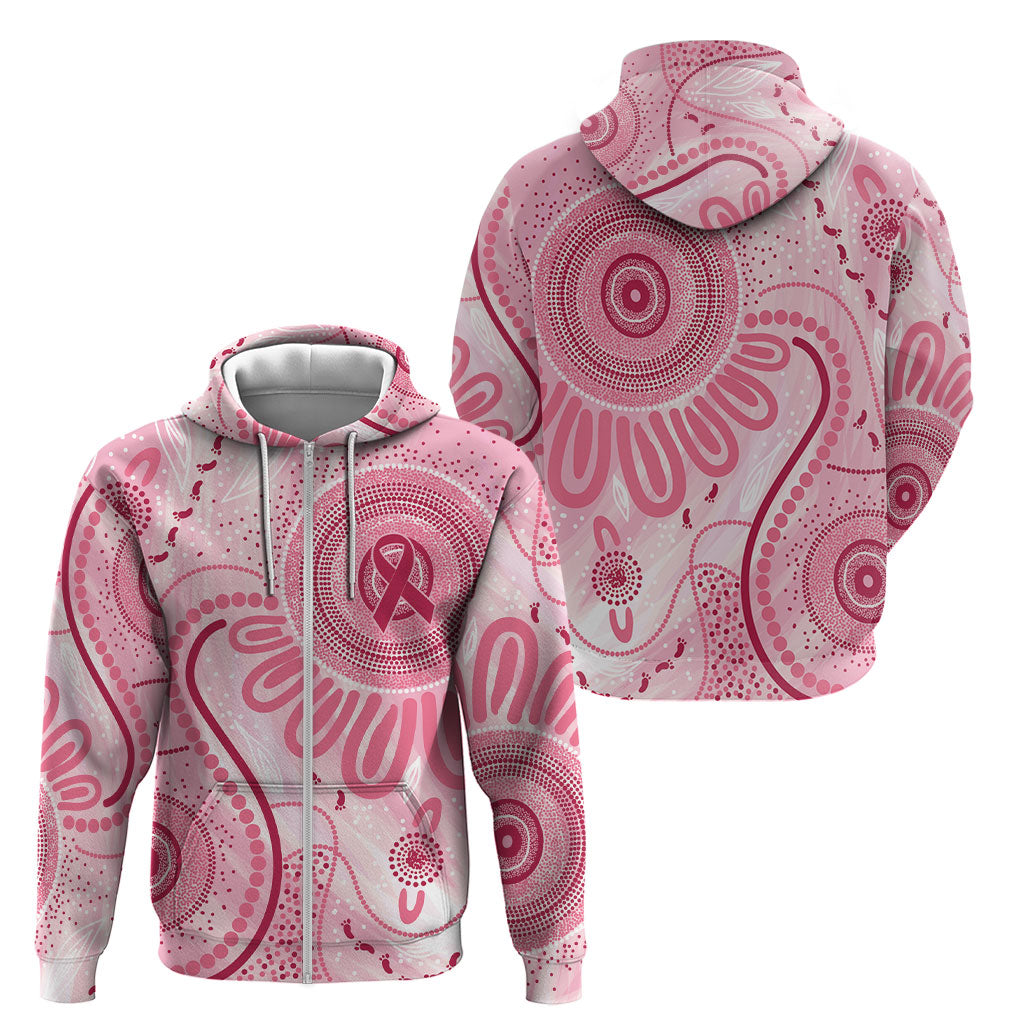 NAIDOC Week 2025 Indigenous Zip Hoodie Breast Cancer Pink Ribbon