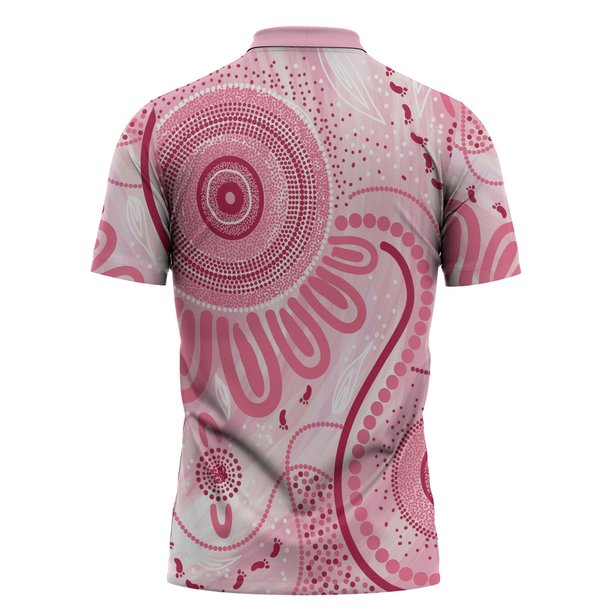 NAIDOC Week 2025 Indigenous Zipper Polo Shirt Breast Cancer Pink Ribbon