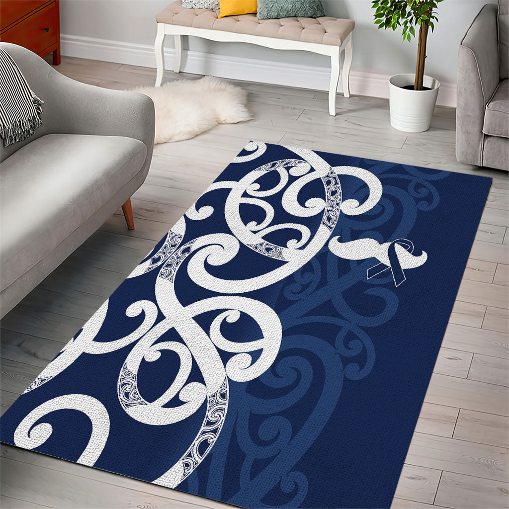 New Zealand Maori Mo Bros Area Rug Blue Ribbon With Koru Kowhaiwhai