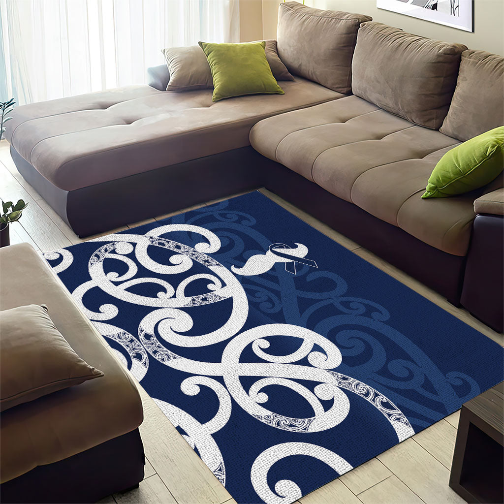 New Zealand Maori Mo Bros Area Rug Blue Ribbon With Koru Kowhaiwhai