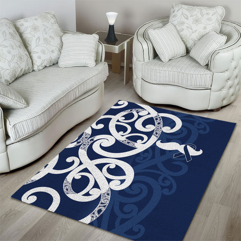 New Zealand Maori Mo Bros Area Rug Blue Ribbon With Koru Kowhaiwhai