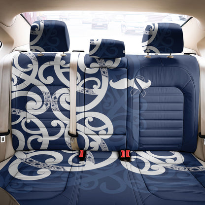 New Zealand Maori Mo Bros Back Car Seat Cover Blue Ribbon With Koru Kowhaiwhai