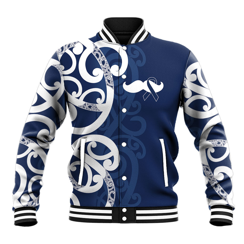 New Zealand Maori Mo Bros Baseball Jacket Blue Ribbon With Koru Kowhaiwhai