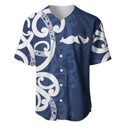 New Zealand Maori Mo Bros Baseball Jersey Blue Ribbon With Koru Kowhaiwhai
