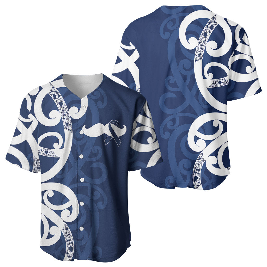 New Zealand Maori Mo Bros Baseball Jersey Blue Ribbon With Koru Kowhaiwhai