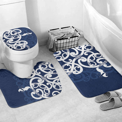 New Zealand Maori Mo Bros Bathroom Set Blue Ribbon With Koru Kowhaiwhai