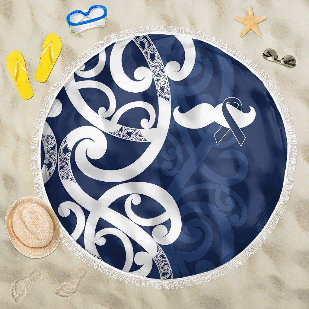 New Zealand Maori Mo Bros Beach Blanket Blue Ribbon With Koru Kowhaiwhai