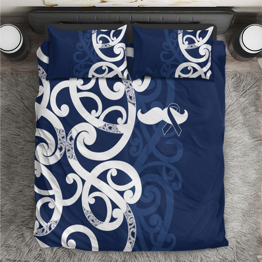 New Zealand Maori Mo Bros Bedding Set Blue Ribbon With Koru Kowhaiwhai