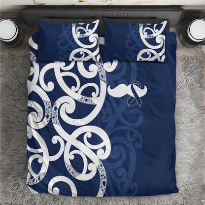 New Zealand Maori Mo Bros Bedding Set Blue Ribbon With Koru Kowhaiwhai