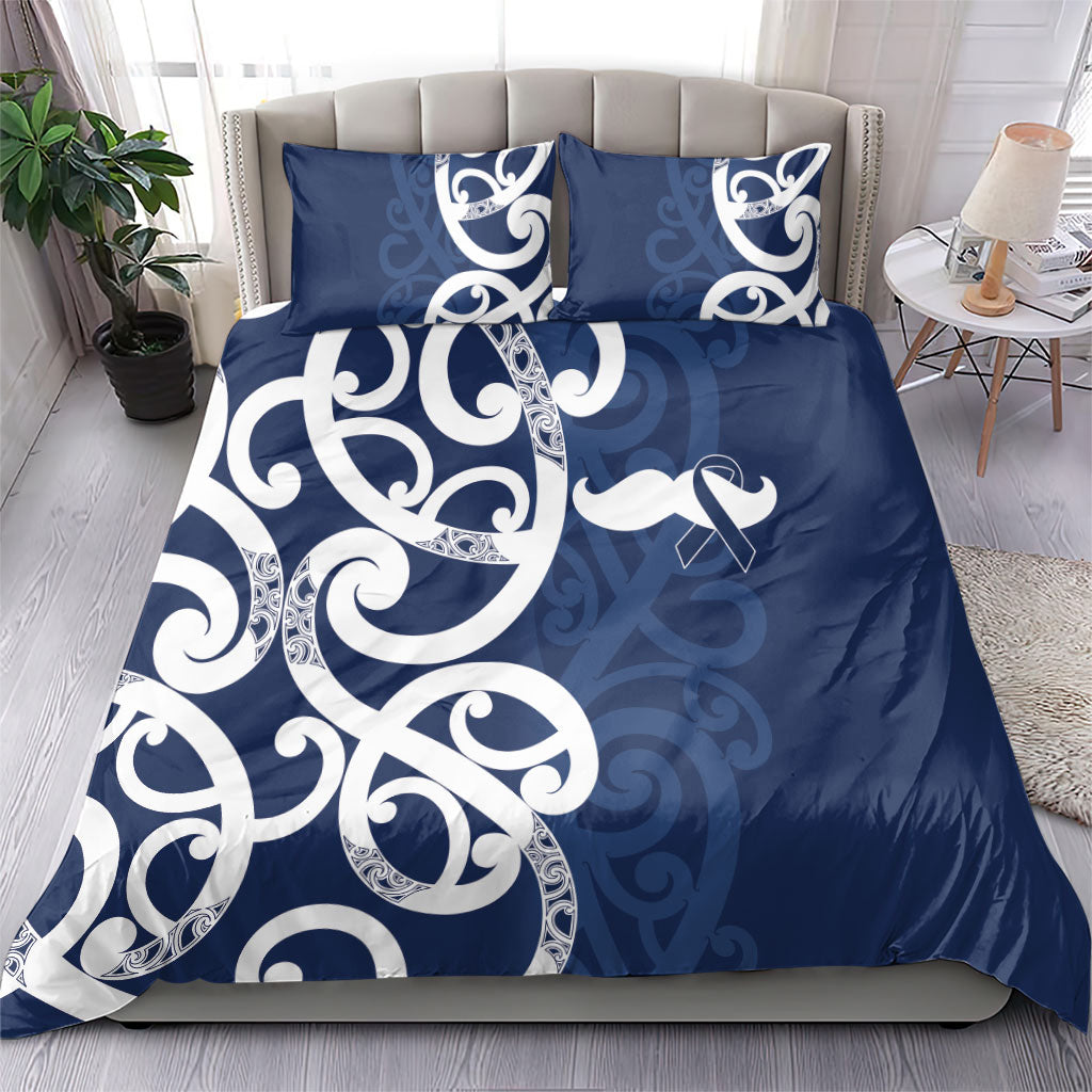 New Zealand Maori Mo Bros Bedding Set Blue Ribbon With Koru Kowhaiwhai