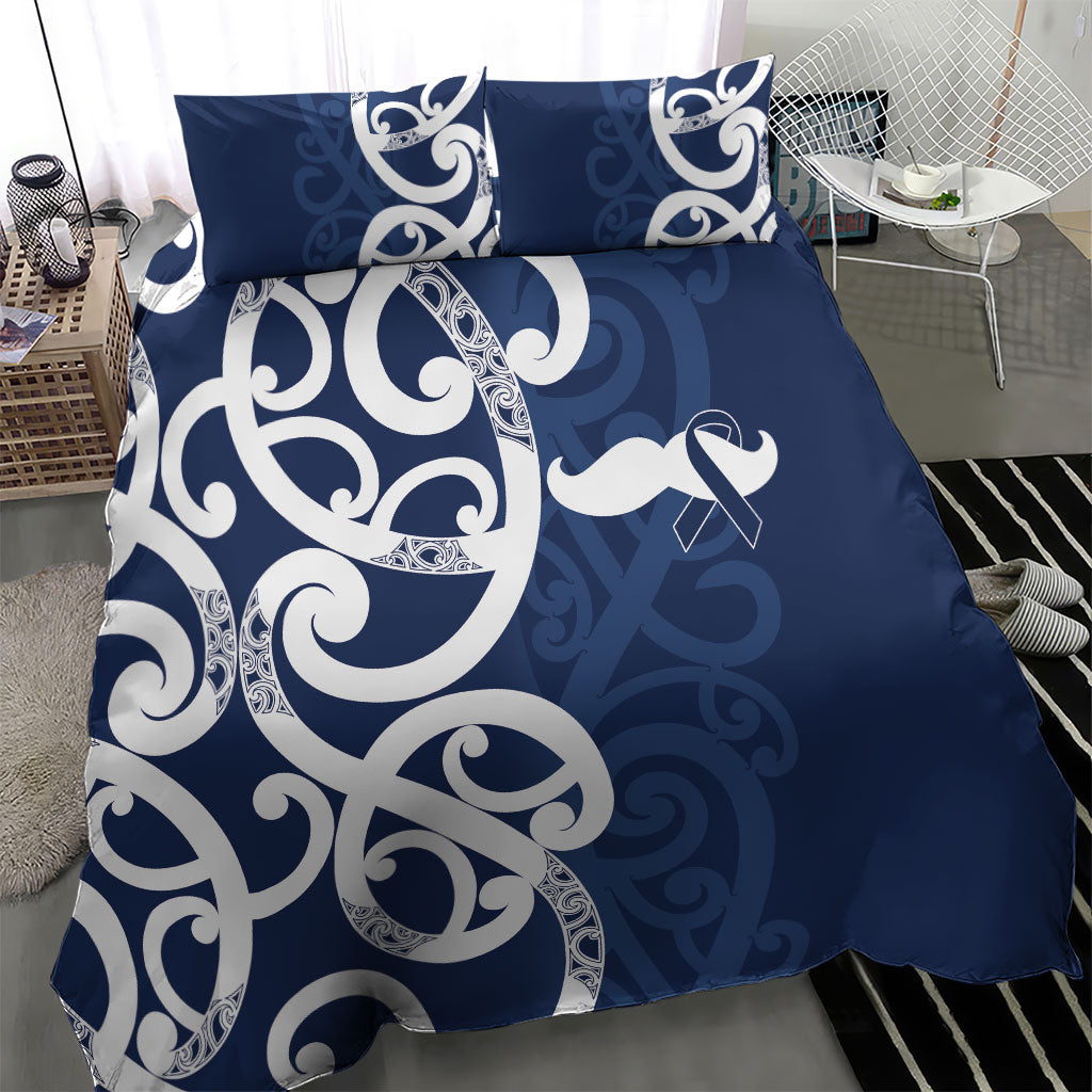 New Zealand Maori Mo Bros Bedding Set Blue Ribbon With Koru Kowhaiwhai