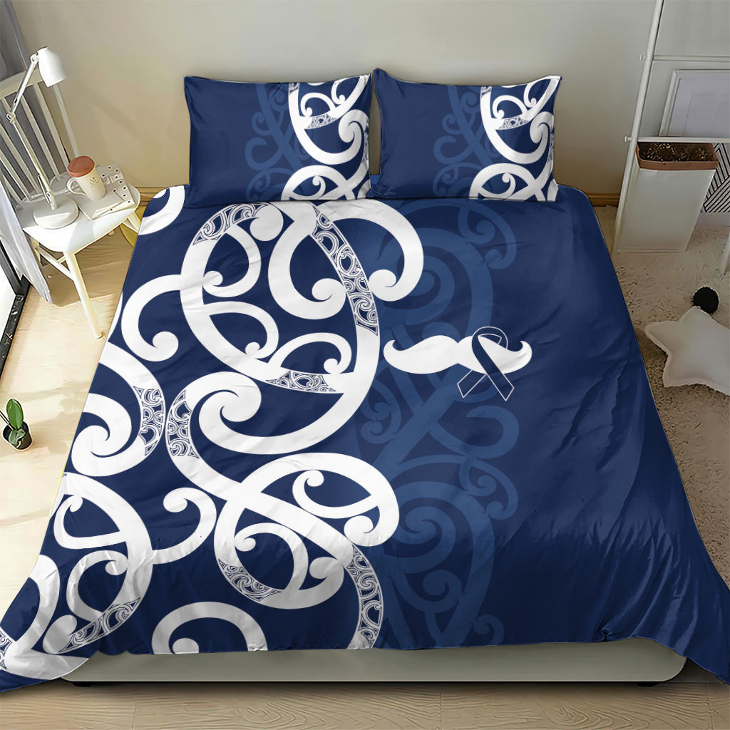 New Zealand Maori Mo Bros Bedding Set Blue Ribbon With Koru Kowhaiwhai