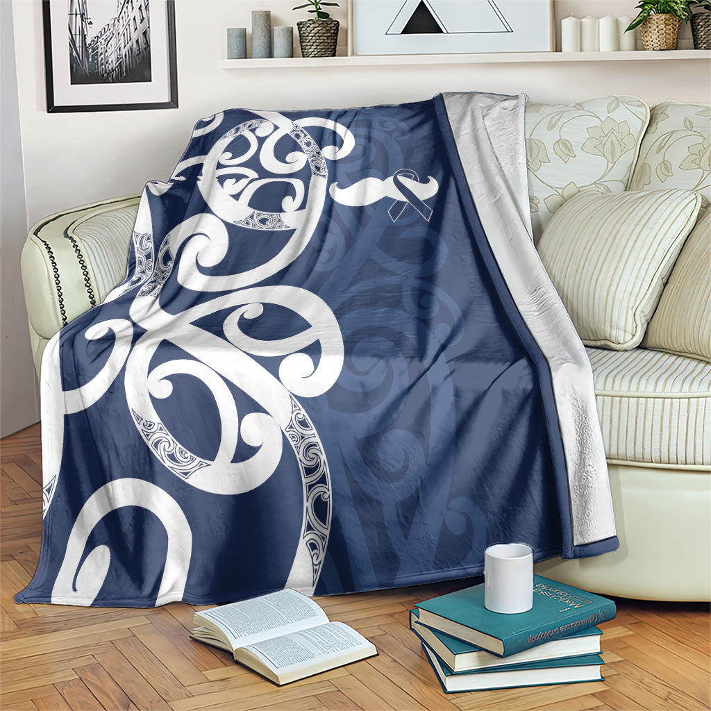 New Zealand Maori Mo Bros Blanket Blue Ribbon With Koru Kowhaiwhai