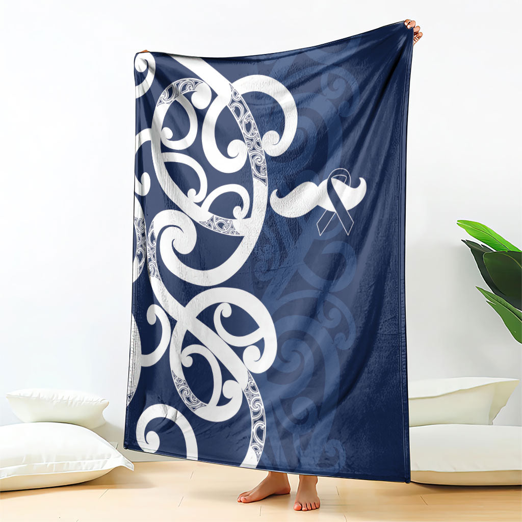 New Zealand Maori Mo Bros Blanket Blue Ribbon With Koru Kowhaiwhai