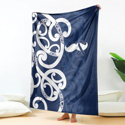 New Zealand Maori Mo Bros Blanket Blue Ribbon With Koru Kowhaiwhai