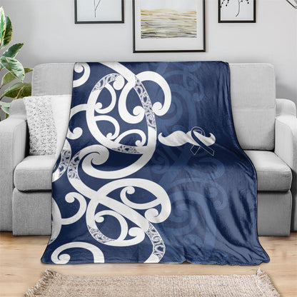 New Zealand Maori Mo Bros Blanket Blue Ribbon With Koru Kowhaiwhai