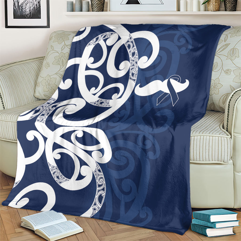 New Zealand Maori Mo Bros Blanket Blue Ribbon With Koru Kowhaiwhai