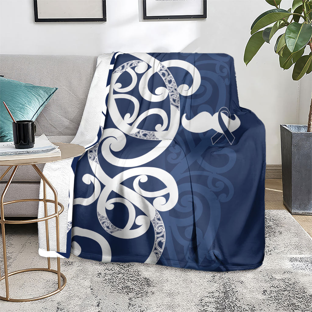 New Zealand Maori Mo Bros Blanket Blue Ribbon With Koru Kowhaiwhai