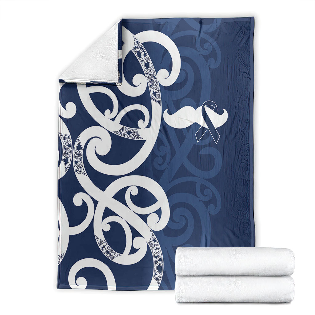 New Zealand Maori Mo Bros Blanket Blue Ribbon With Koru Kowhaiwhai