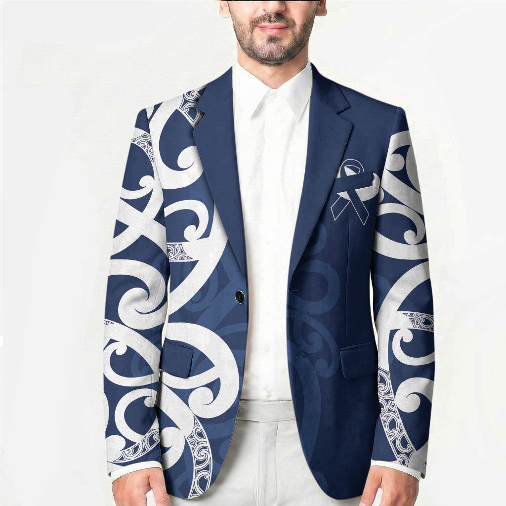 New Zealand Maori Mo Bros Blazer Blue Ribbon With Koru Kowhaiwhai