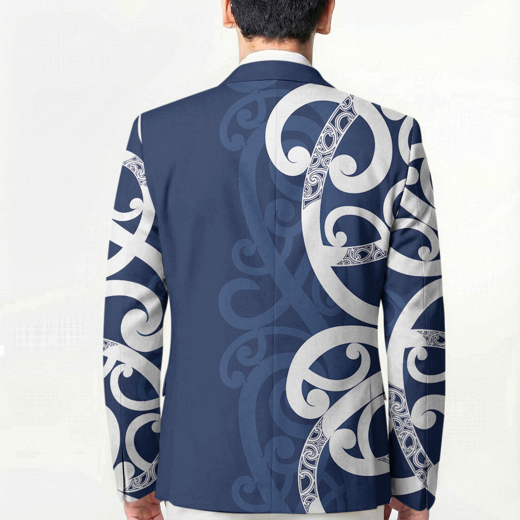 New Zealand Maori Mo Bros Blazer Blue Ribbon With Koru Kowhaiwhai