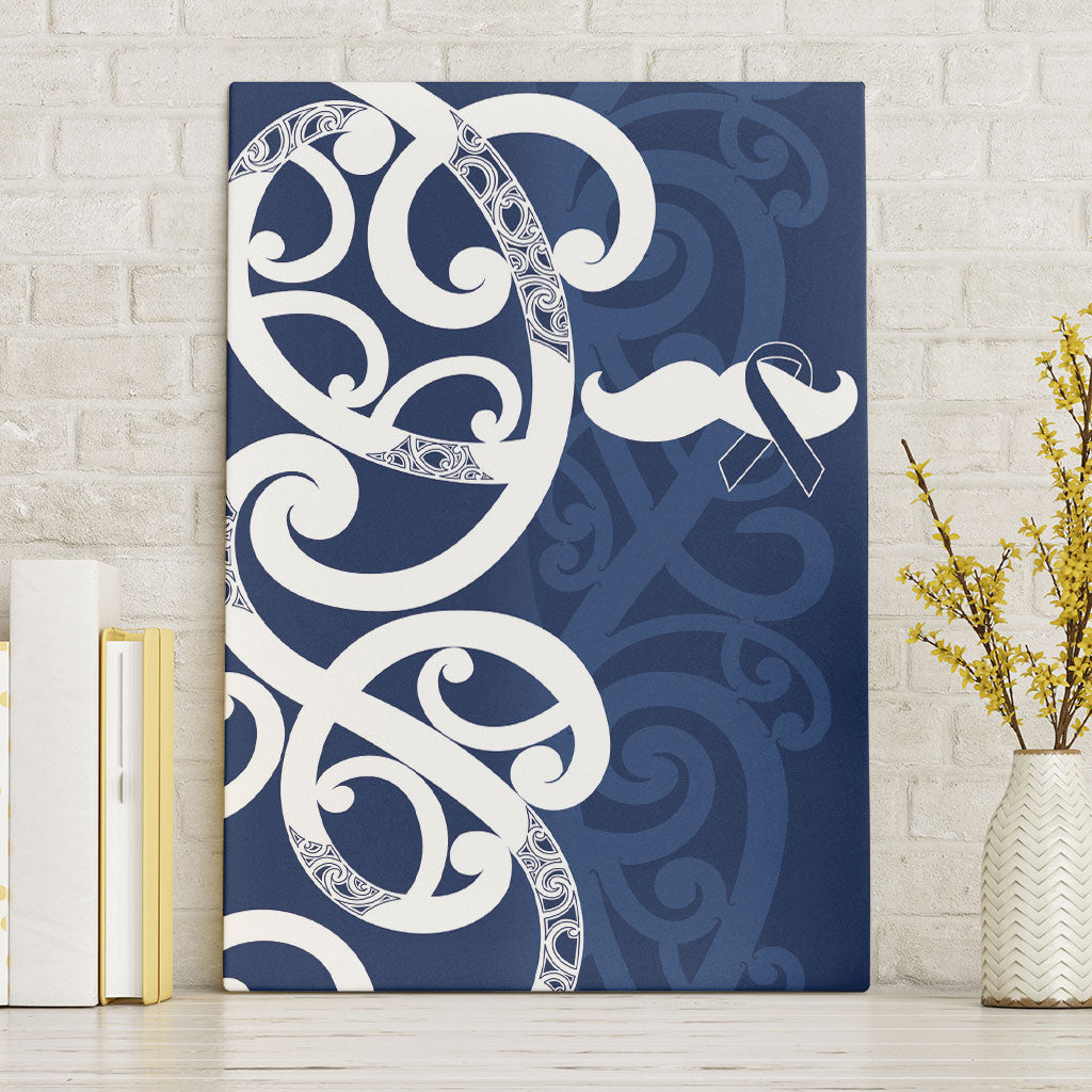New Zealand Maori Mo Bros Canvas Wall Art Blue Ribbon With Koru Kowhaiwhai