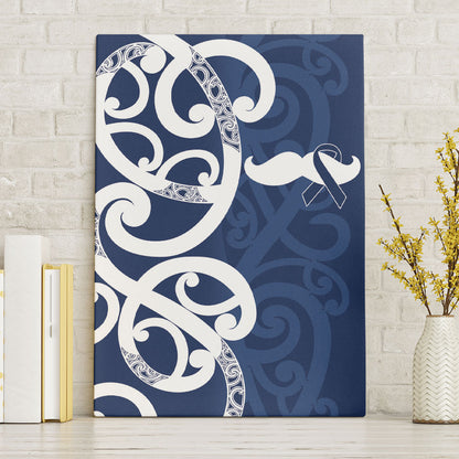 New Zealand Maori Mo Bros Canvas Wall Art Blue Ribbon With Koru Kowhaiwhai