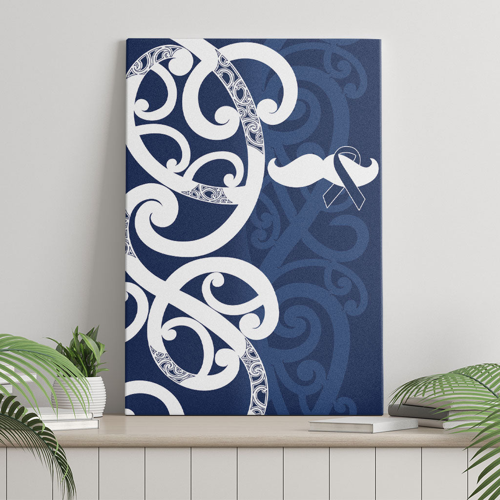 New Zealand Maori Mo Bros Canvas Wall Art Blue Ribbon With Koru Kowhaiwhai