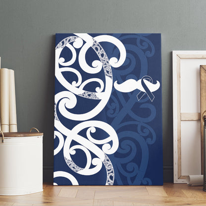 New Zealand Maori Mo Bros Canvas Wall Art Blue Ribbon With Koru Kowhaiwhai