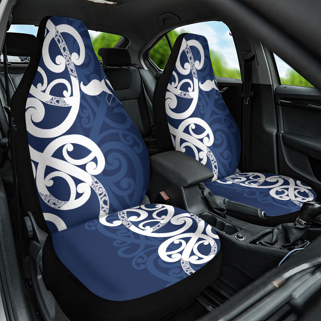 New Zealand Maori Mo Bros Car Seat Cover Blue Ribbon With Koru Kowhaiwhai