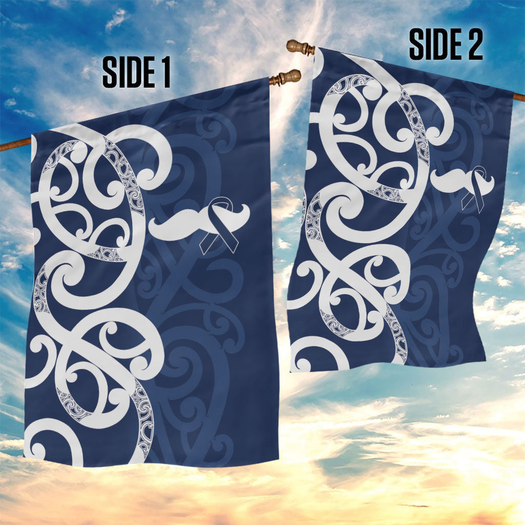 New Zealand Maori Mo Bros Garden Flag Blue Ribbon With Koru Kowhaiwhai