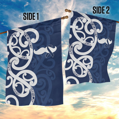 New Zealand Maori Mo Bros Garden Flag Blue Ribbon With Koru Kowhaiwhai