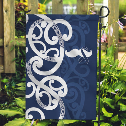New Zealand Maori Mo Bros Garden Flag Blue Ribbon With Koru Kowhaiwhai