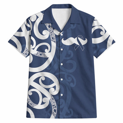 New Zealand Maori Mo Bros Hawaiian Shirt Blue Ribbon With Koru Kowhaiwhai