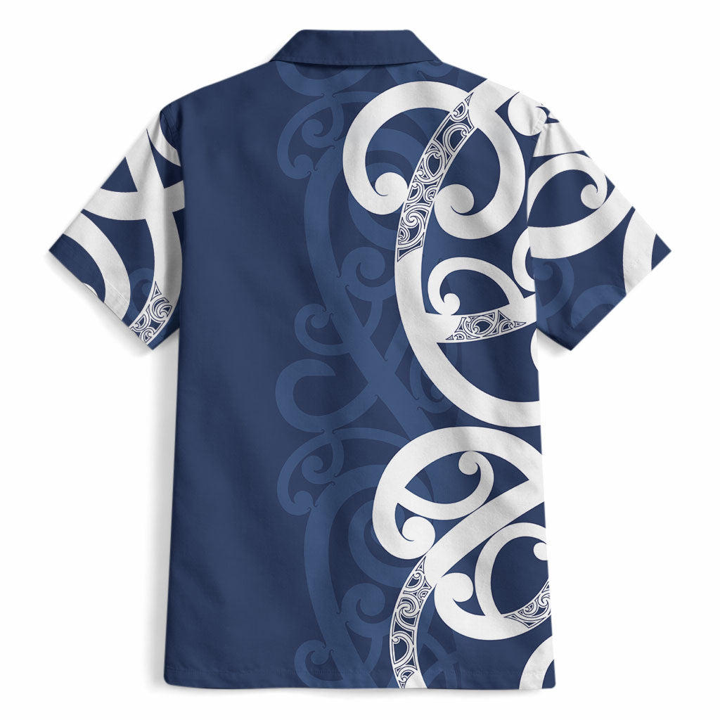 New Zealand Maori Mo Bros Hawaiian Shirt Blue Ribbon With Koru Kowhaiwhai