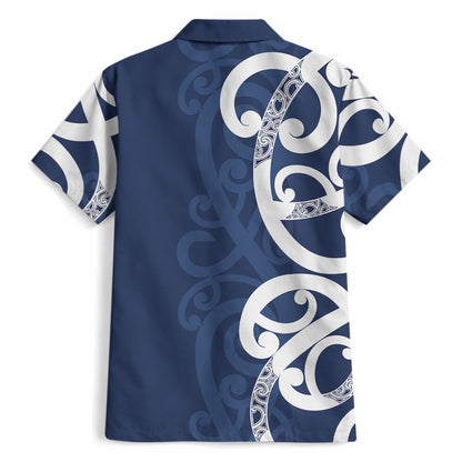 New Zealand Maori Mo Bros Hawaiian Shirt Blue Ribbon With Koru Kowhaiwhai