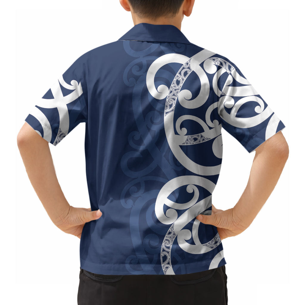 New Zealand Maori Mo Bros Hawaiian Shirt Blue Ribbon With Koru Kowhaiwhai