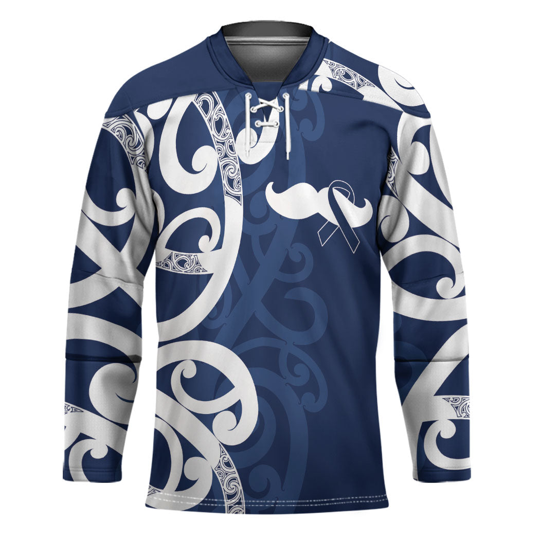 New Zealand Maori Mo Bros Hockey Jersey Blue Ribbon With Koru Kowhaiwhai