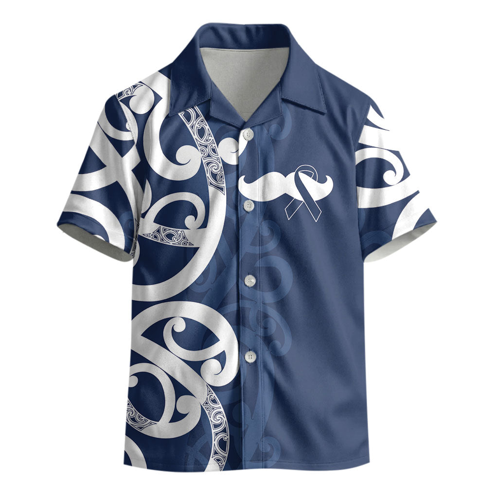 New Zealand Maori Mo Bros Kid Hawaiian Shirt Blue Ribbon With Koru Kowhaiwhai