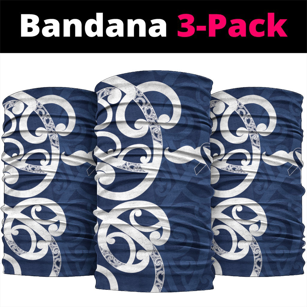 New Zealand Maori Mo Bros Neck Gaiter Blue Ribbon With Koru Kowhaiwhai
