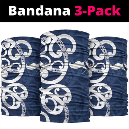 New Zealand Maori Mo Bros Neck Gaiter Blue Ribbon With Koru Kowhaiwhai