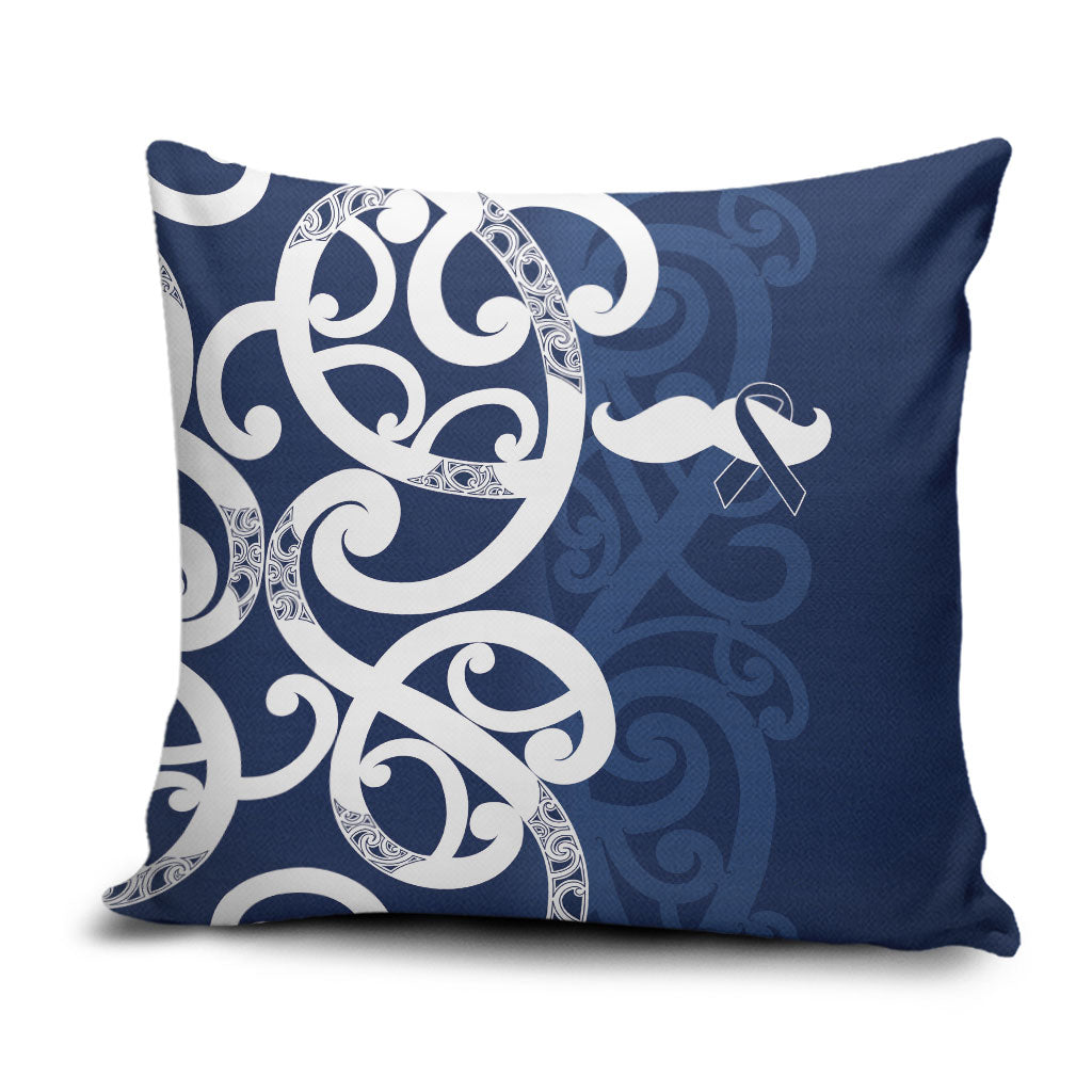 New Zealand Maori Mo Bros Pillow Cover Blue Ribbon With Koru Kowhaiwhai