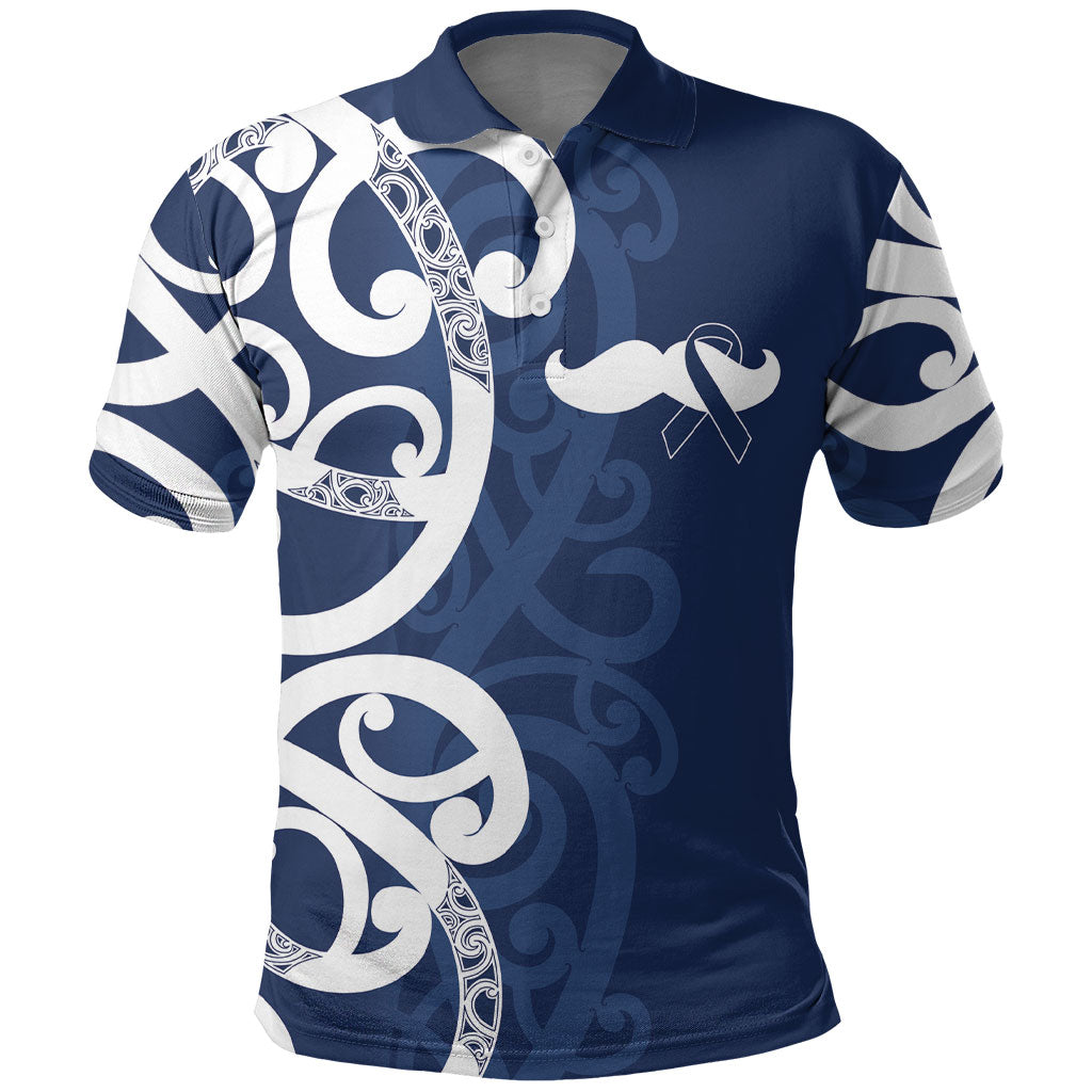 New Zealand Maori Mo Bros Polo Shirt Blue Ribbon With Koru Kowhaiwhai