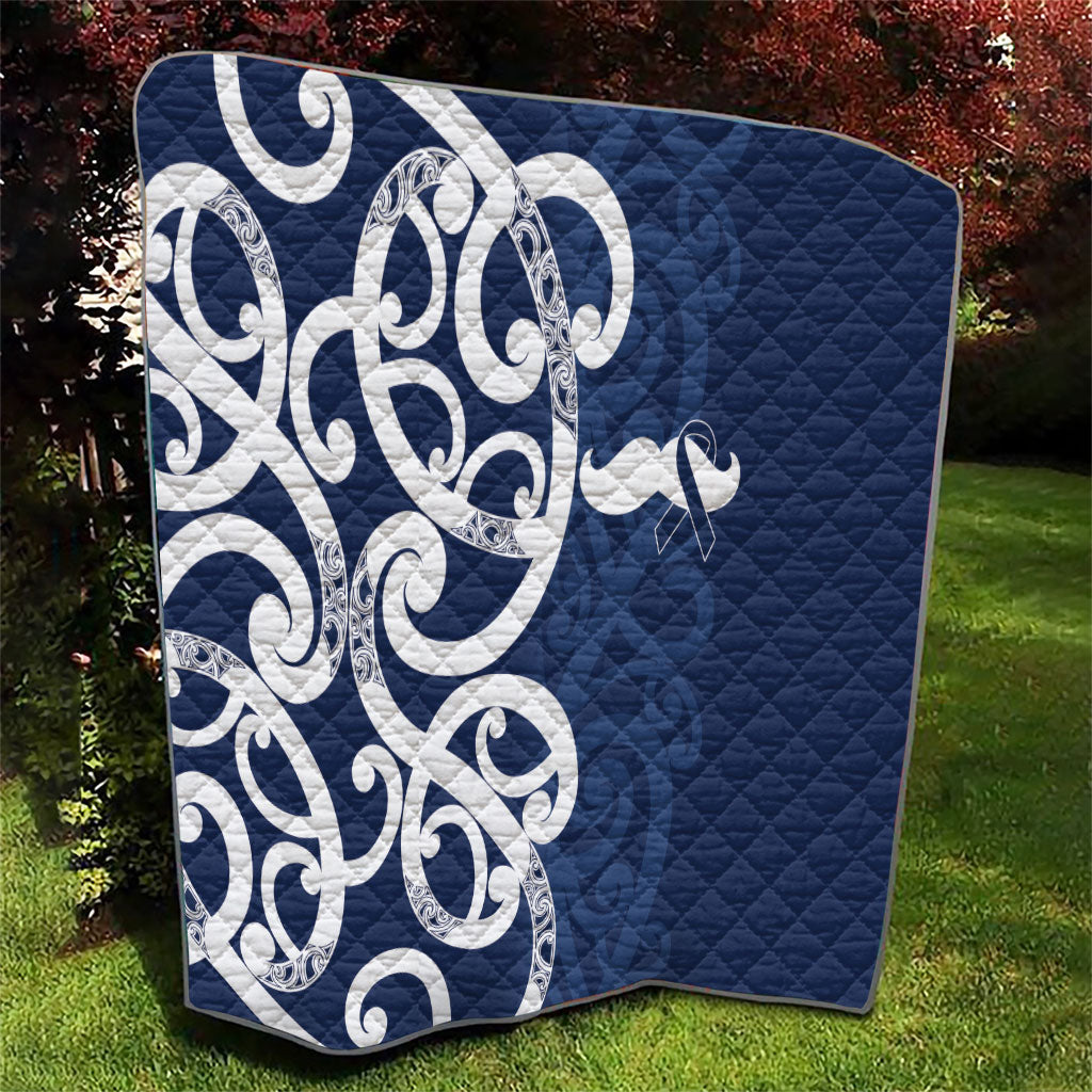 New Zealand Maori Mo Bros Quilt Blue Ribbon With Koru Kowhaiwhai