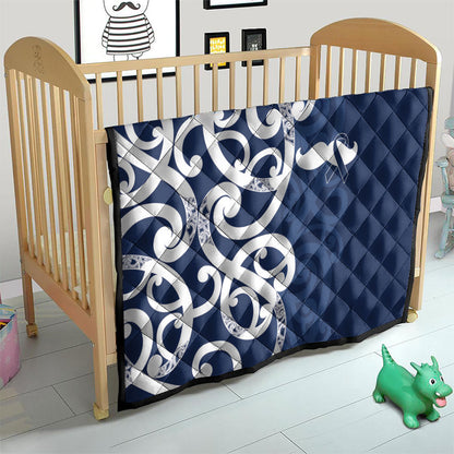 New Zealand Maori Mo Bros Quilt Blue Ribbon With Koru Kowhaiwhai