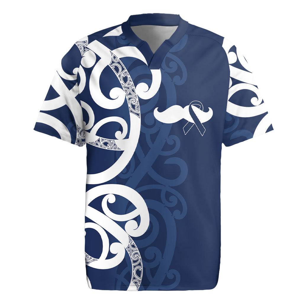 New Zealand Maori Mo Bros Rugby Jersey Blue Ribbon With Koru Kowhaiwhai