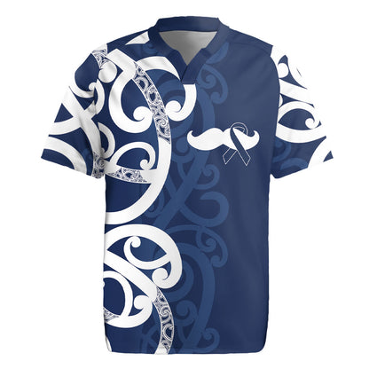 New Zealand Maori Mo Bros Rugby Jersey Blue Ribbon With Koru Kowhaiwhai